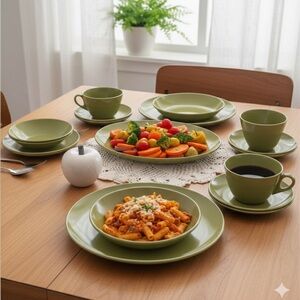 19-Piece Vintage Mid-Century Melamine Dinnerware Set